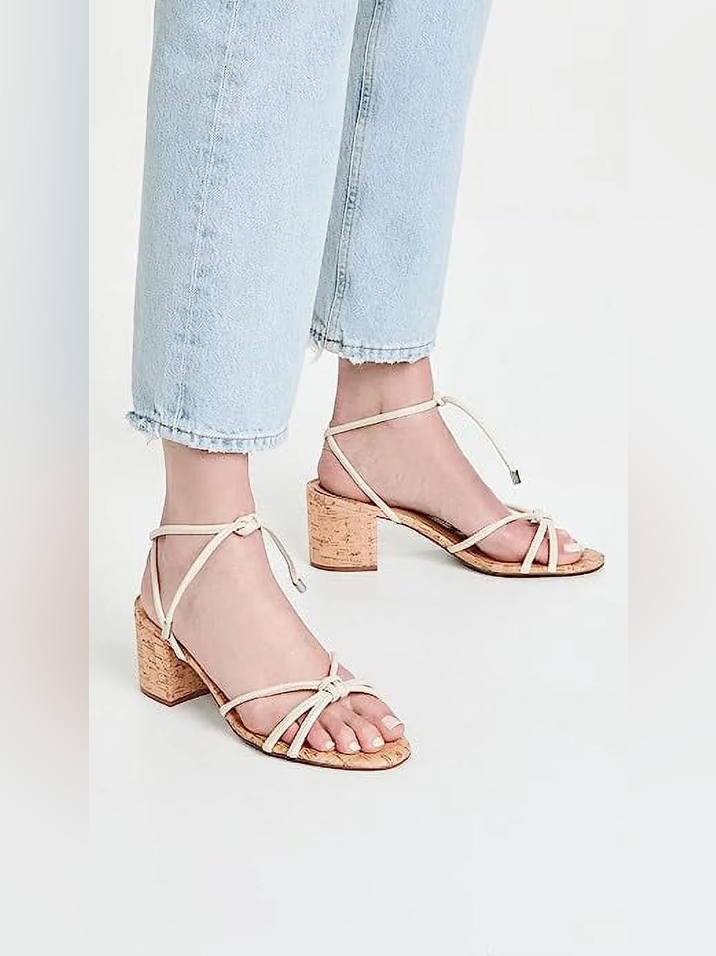 Nwt - Schutz Cream Strappy Cork Block Heel Sandals - Size 8